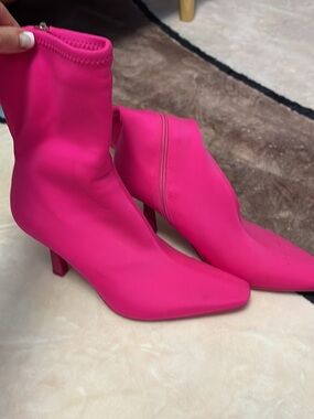 Steve Madden Hot Pink Stretch Sock Booties